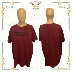 Levi Strauss Men's Short Sleeve T-Shirt Size XL Maroon Heather Logo Front